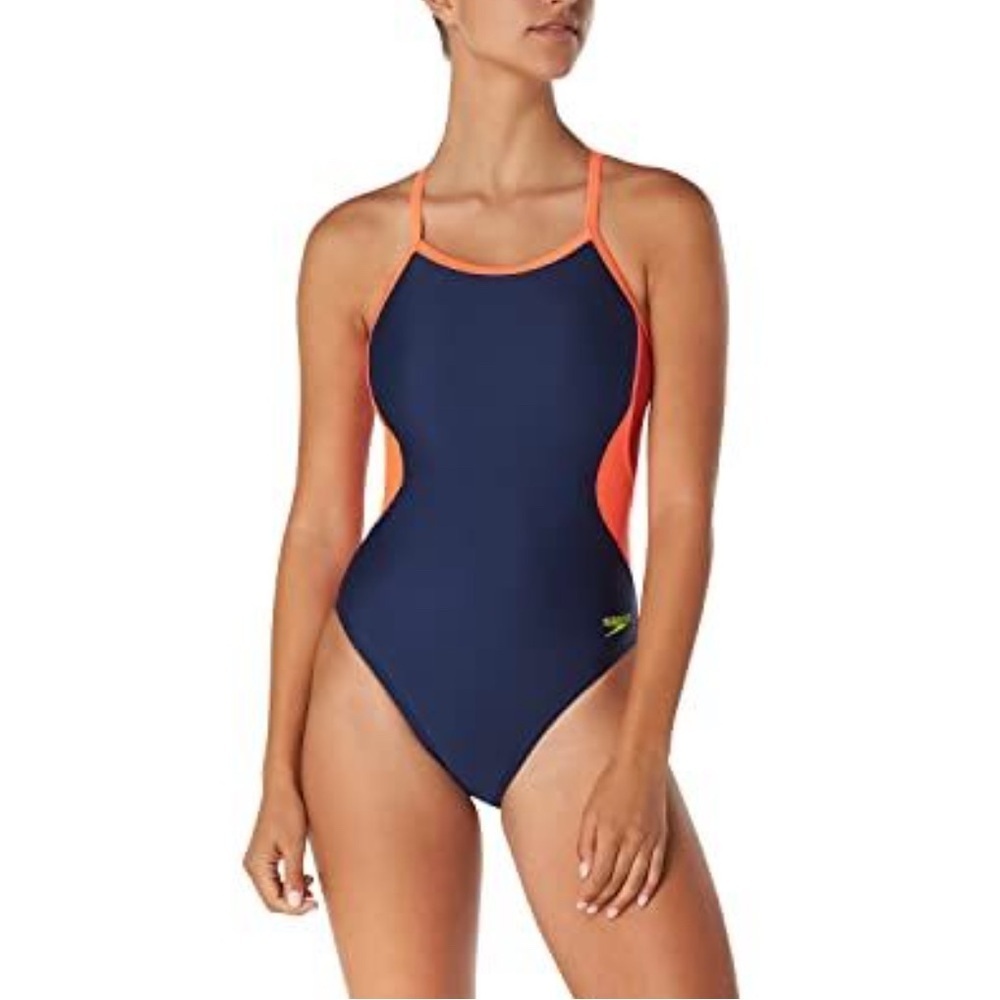 Speedo Women's One Piece in Navy and Orange
